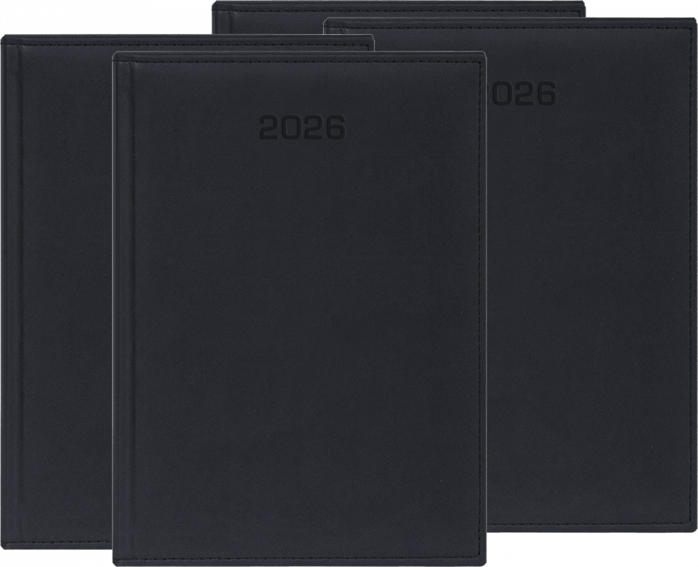 4x Kalendarz książkowy 2026, Udziałowiec, Biznesowy, A4, dzienny, czarny