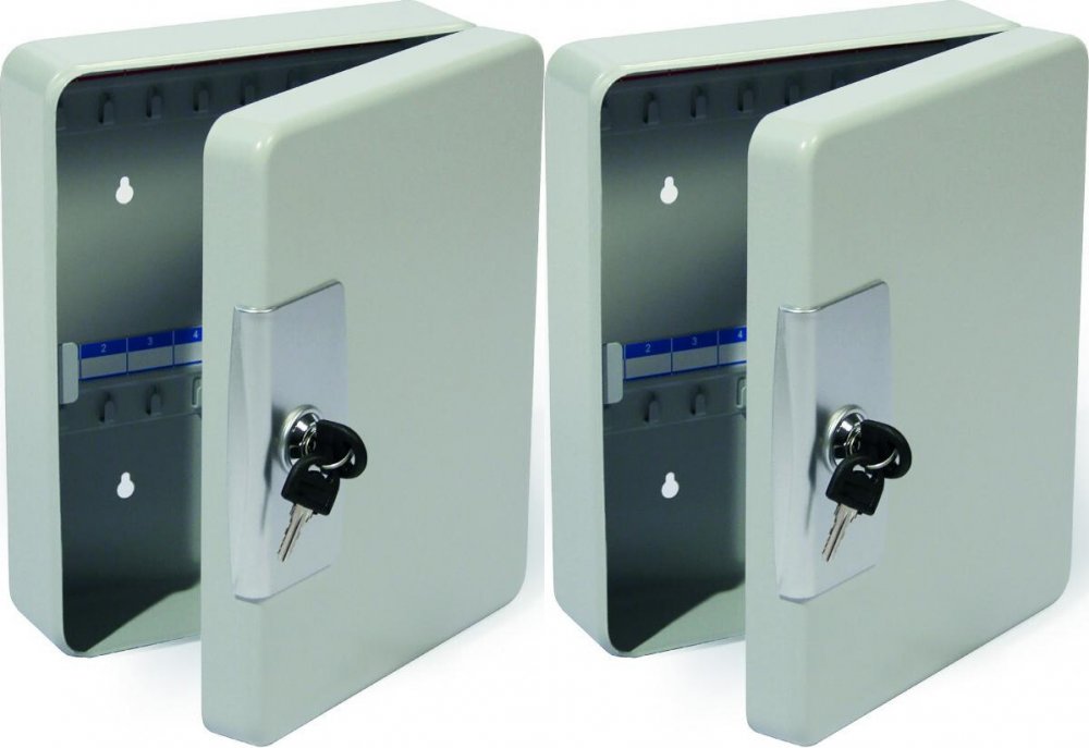 2x Szafka na klucze Argo, na 52 klucze, z zawieszkami, szary