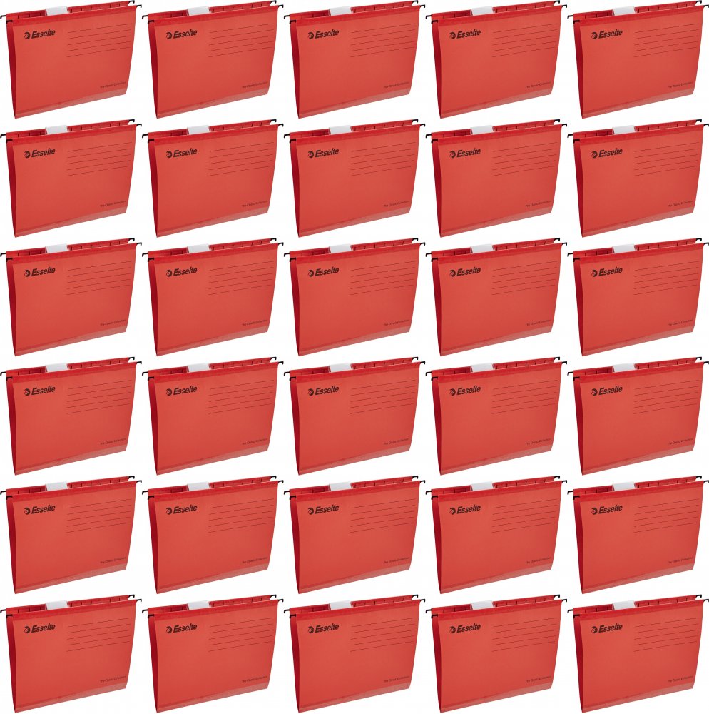 100x Teczka zawieszkowa kartonowa Esselte Classic, wzmacniana, A4, 345x240mm, 210g/m2 czerwony