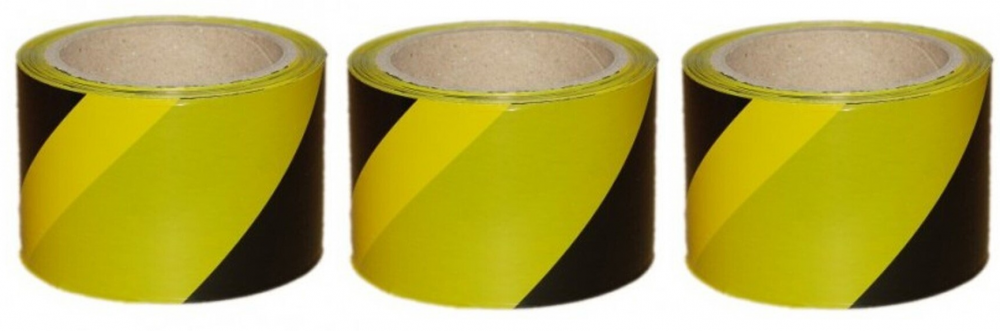 3x taśma ostrzegawcza Dalpo, 75mmx100m, czarno-żółty