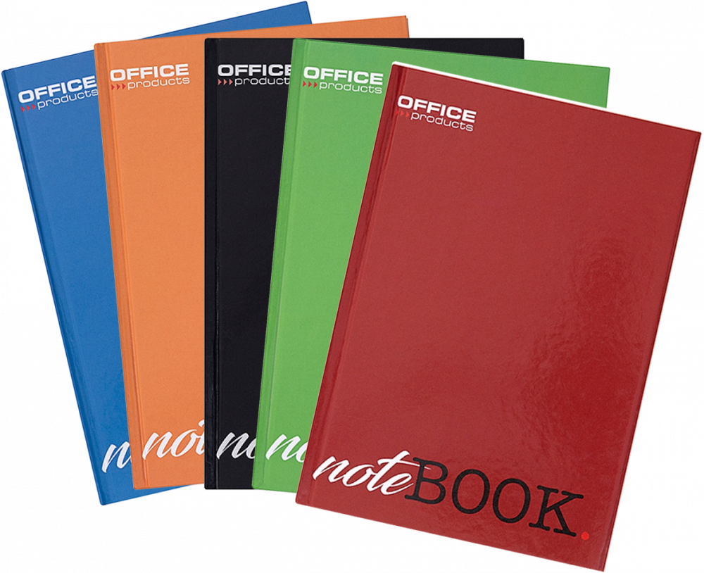 5x Brulion w kratkę Office Products, A5, twarda oprawa, 96 kartek, mix kolorów