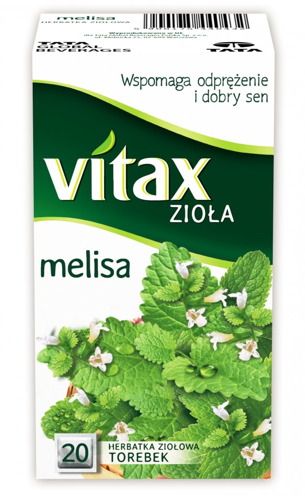 Herbata ziołowa w torebkach Vitax Zioła, melisa, 20 sztuk x 1.5g
