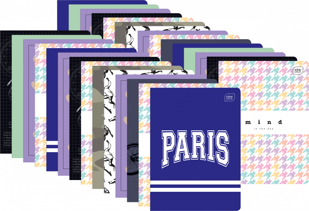 80x Zeszyt w linie Interdruk, A5, miękka oprawa, 60 kartek, mix wzorów