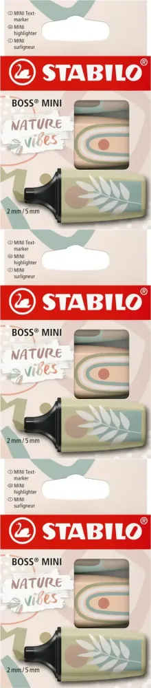 3x Zakreślacze Stabilo Boss Mini Nature Vibes, ścięta, 3 sztuki, mix kolorów