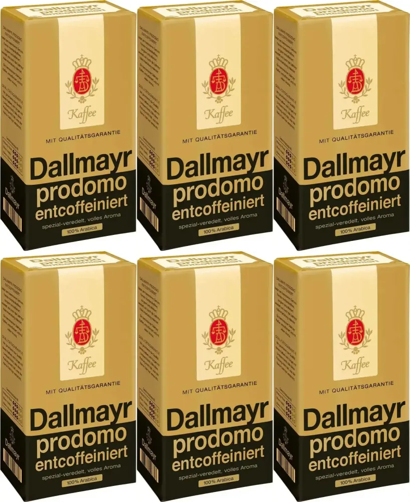 6x Kawa bezkofeinowa Dallmayr Prodomo Entcoffeiniert, mielona, 500g