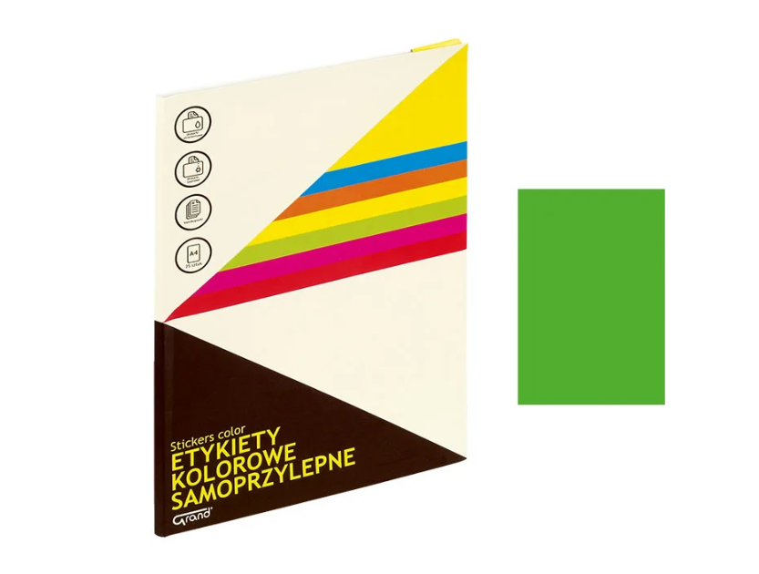 Etykiety samoprzylepne Grand, A4, 25 arkuszy, zielony