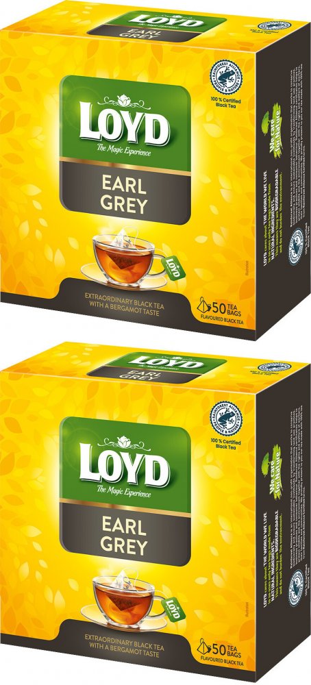 2x Herbata czarna w piramidkach Loyd Earl Grey, 50 sztuk x 2g