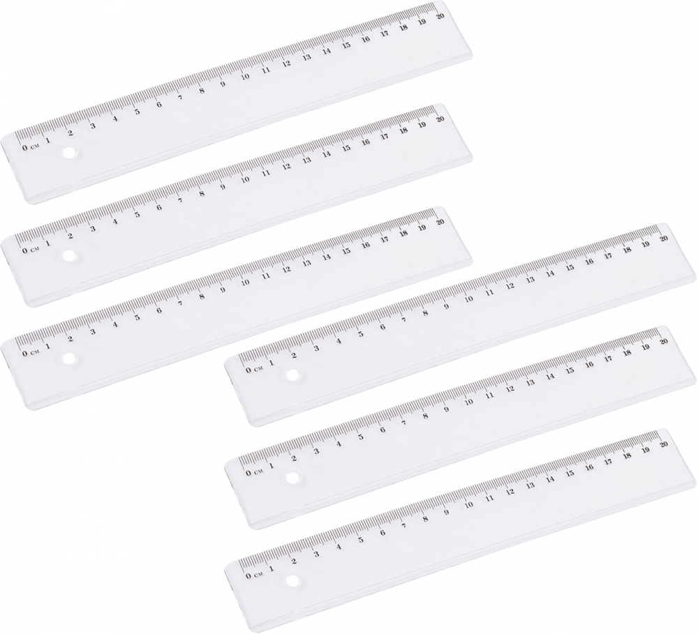 6x Linijka plastikowa D.Rect, 20cm, transparentny