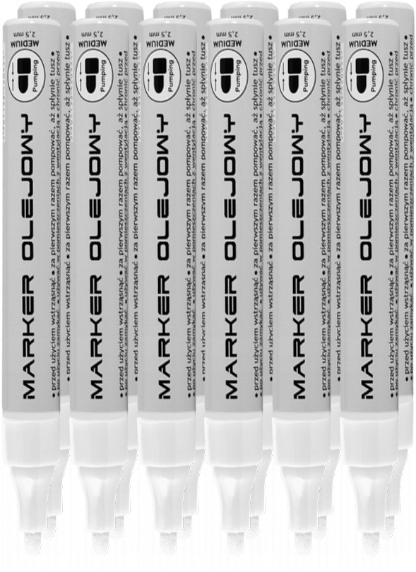 12x Marker olejowy Toma Economy TO-420, okrągła, 2.5mm, biały