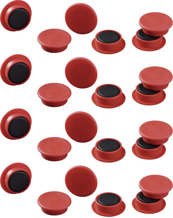 4x Magnesy do tablic Durable, 21mm, 20 sztuk, czerwony