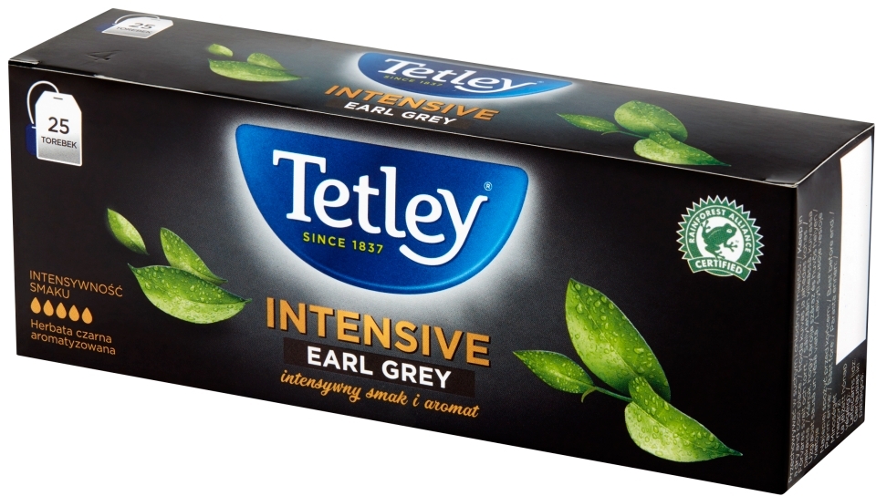 Herbata Earl Grey Tetley Intensive, 25 sztuk x 2g