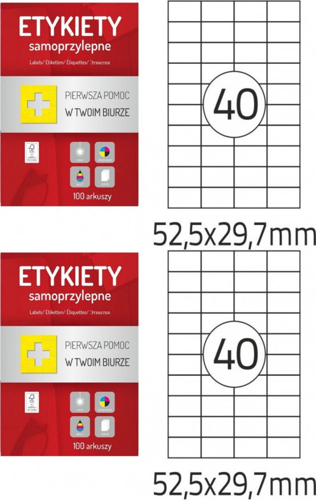 2x Etykiety samoprzylepne Dalpo Memo Label, 52.5x29.7mm, 100 arkuszy, biały