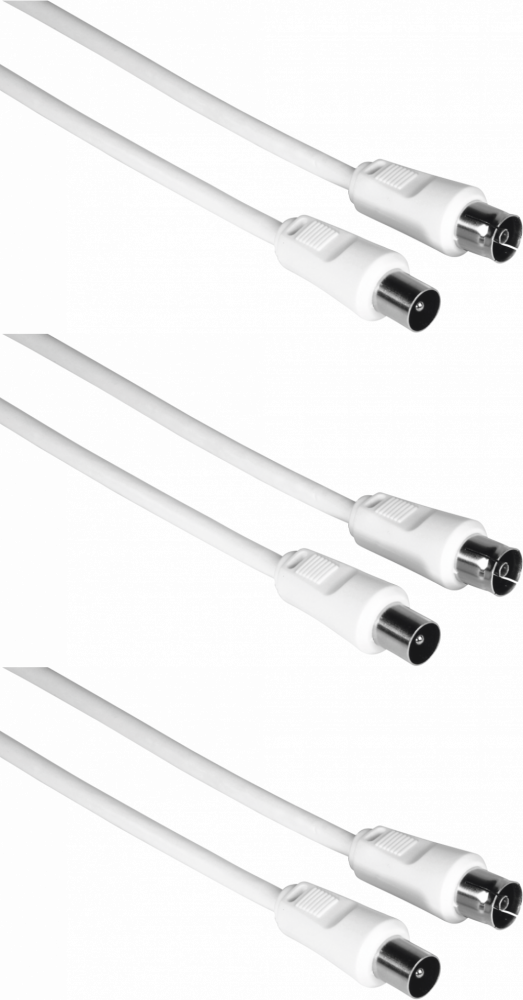 3x Kabel antenowy Hama, 75dB, 5m, biały