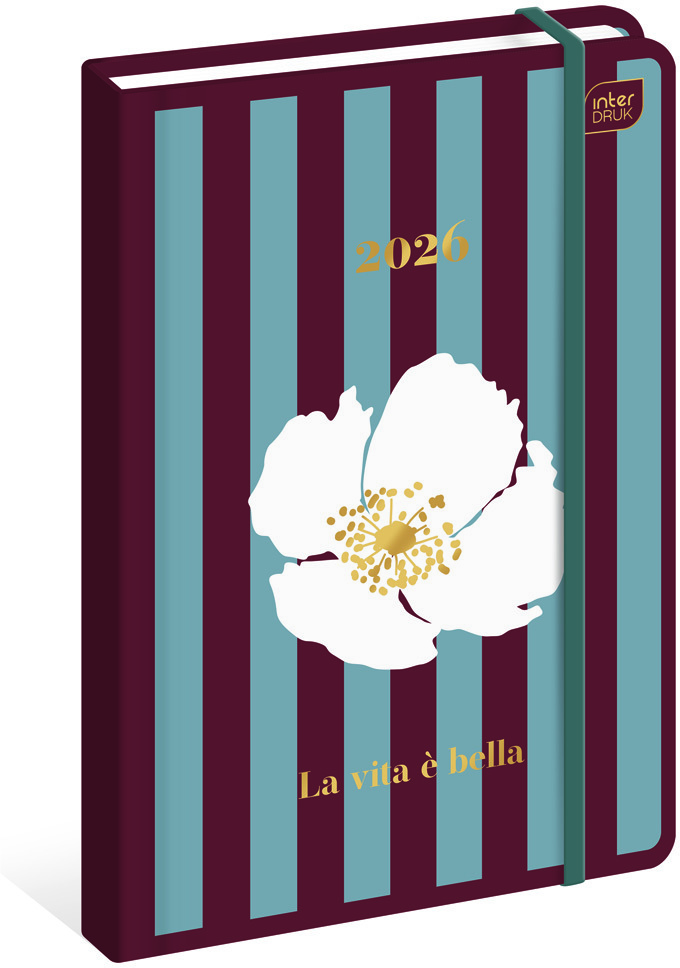 Kalendarz książkowy 2026, Interdruk, Metallic Tutto Bello, A5, tygodniowy