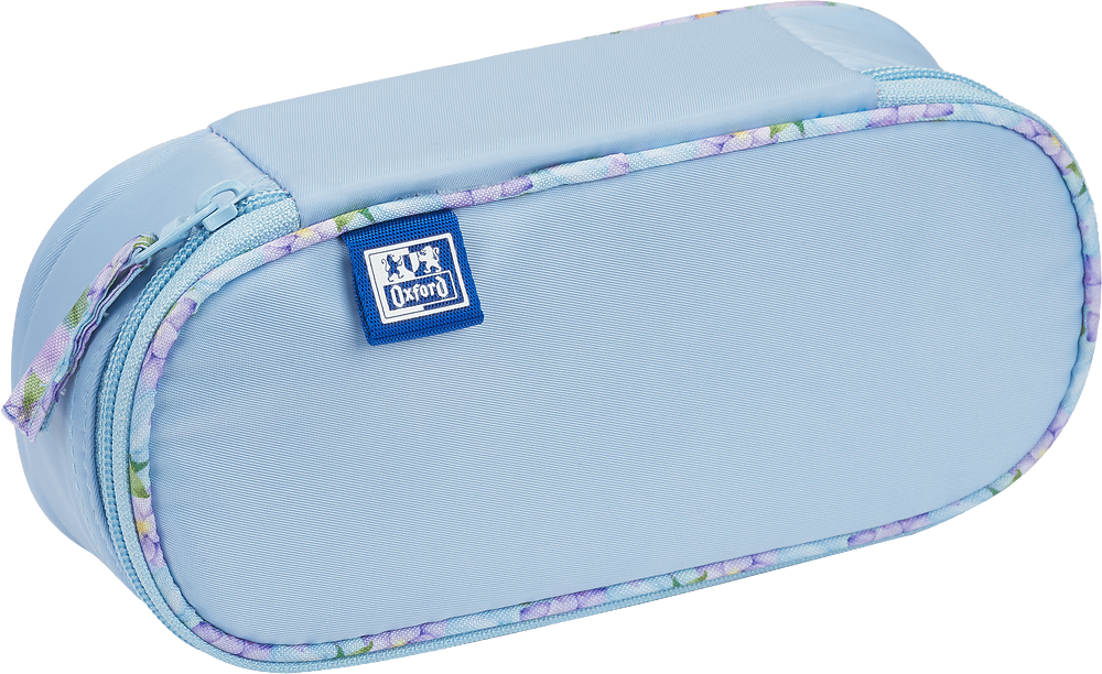 Piórnik z klapką Oxford Flowers, bez wyposażenia, 23.5x8.5x5cm, poliester, niebieski pastelowy