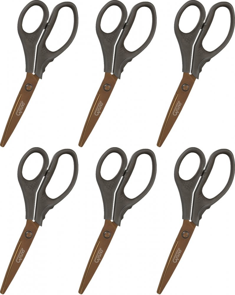 6x Nożyczki tytanowe Grand, 21cm, szary