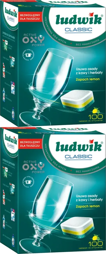 2x Tabletki do zmywarek Ludwik Classic P-Free, cytrynowy, 1800g, 100 sztuk