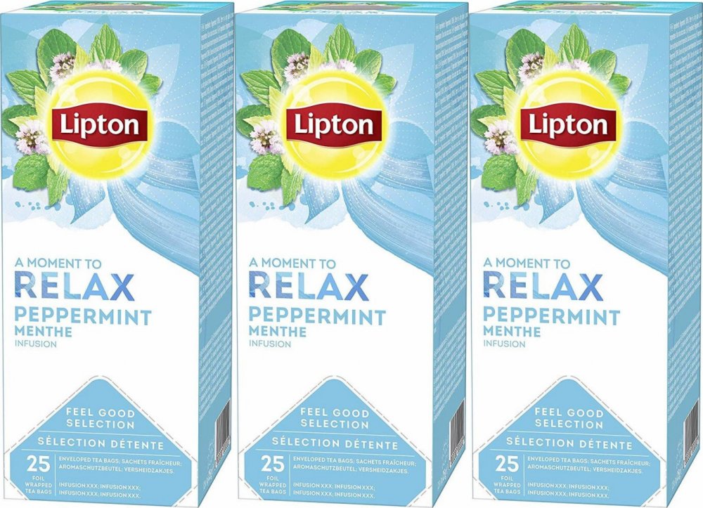 3x Herbata ziołowa w kopertach Lipton Relax, Peppermint (mięta pieprzowa), 25 sztuk