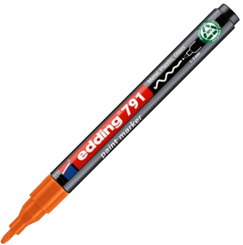 Marker olejowy edding e-791 PCR, okrągła, 1-2 mm, pomarańczowy