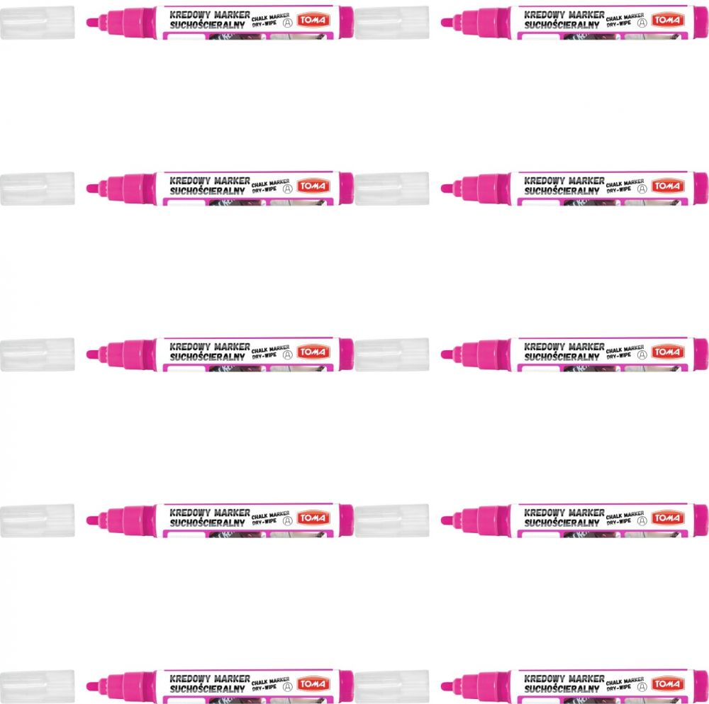 10x Marker kredowy suchościeralny Toma TO-296, okrągła, 4.5 mm, różowy