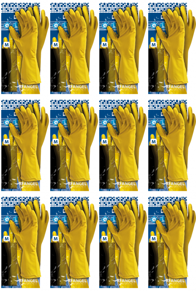 12x Rękawiczki lateksowe Reis RF, rozmiar XL, żółty