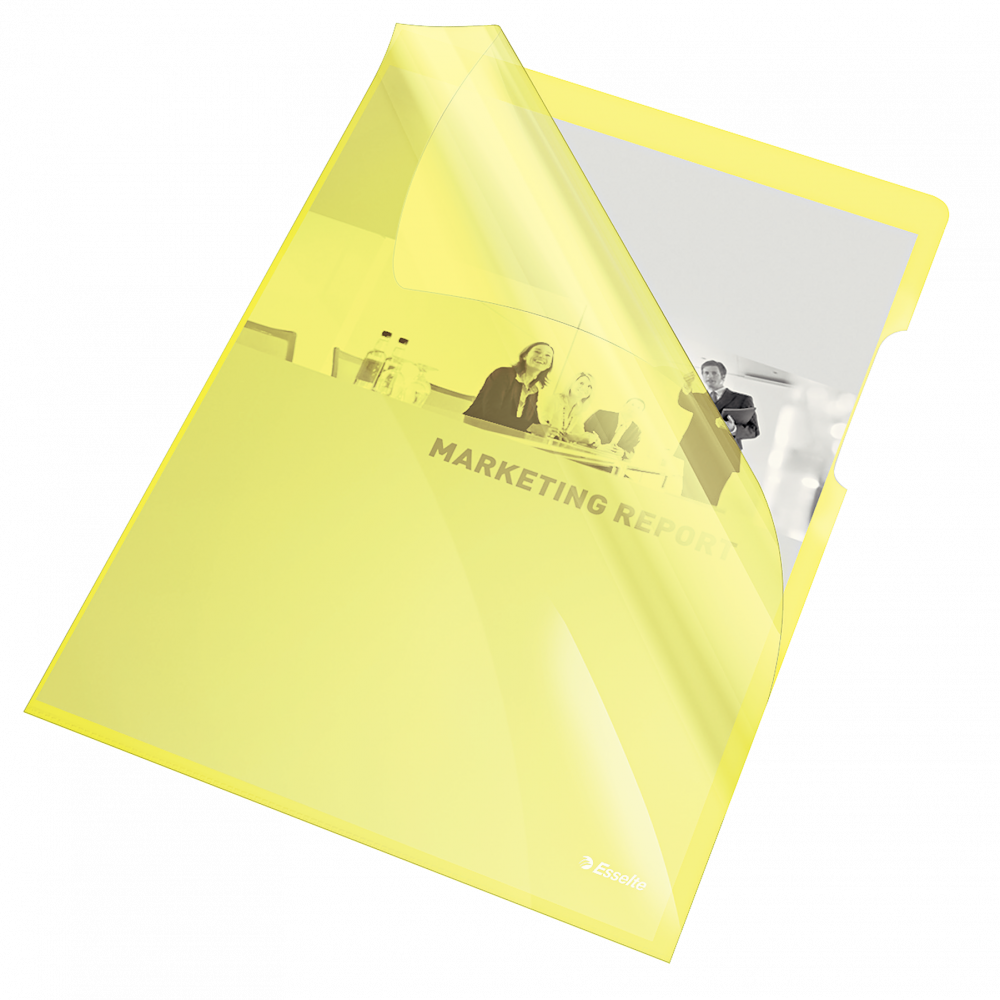 Ofertówki krystaliczne Esselte, "L", sztywne, A4, 150μm, 25 sztuk, żółty