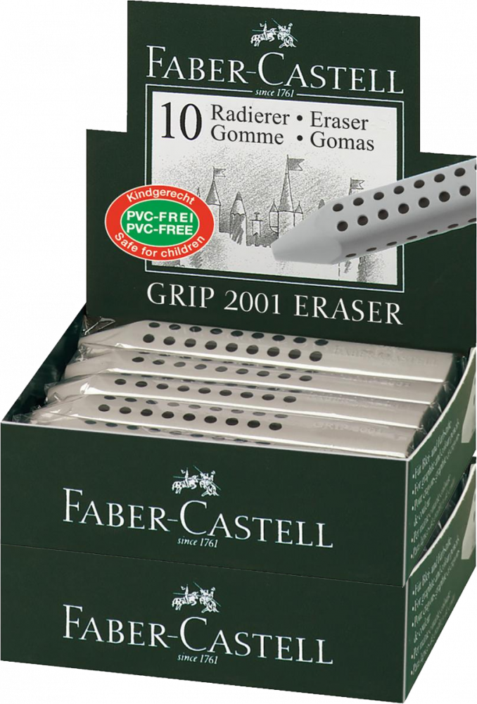 20x Gumka ołówkowa Faber Castell Grip 2001, szary