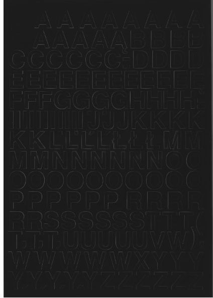 Litery samoprzylepne, 1 cm, 1 arkusz, czarny