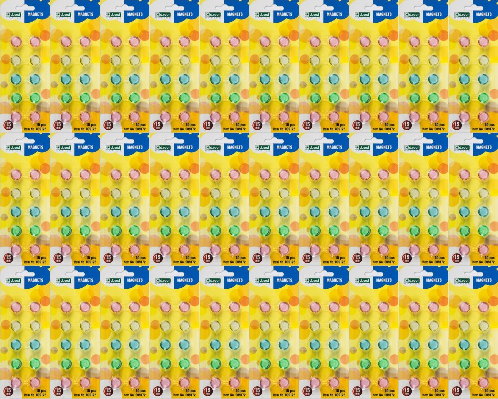 80x Magnesy D.Rect, 15mm, 10 sztuk, mix kolorów