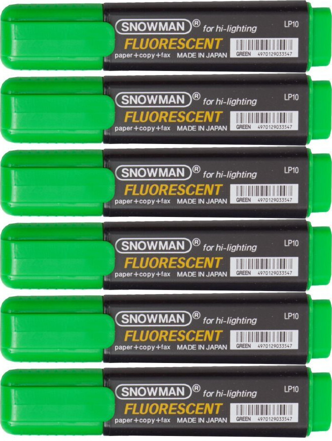 6x Zakreślacz Snowman, ścięta, zielony