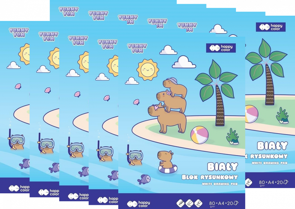 10x Blok rysunkowy Happy Color Yummy Yum, A4, 80 g/m2, 20 kartek, biały