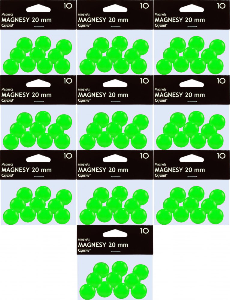 10x Magnesy Grand, 20mm, 10 sztuk, zielony