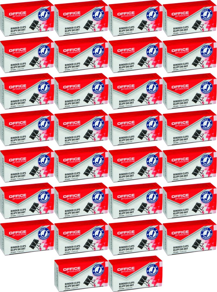 60x Klip biurowy Office Products, 19mm, 12 sztuk, czarny