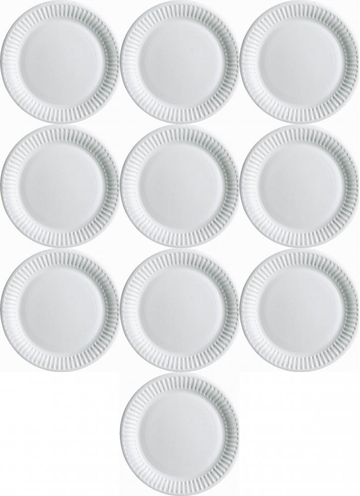 10x Talerze jednorazowe Bagstar, 23cm, papier, 100 sztuk, biały