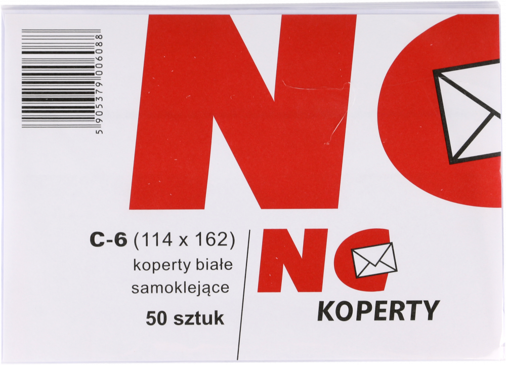 Koperta standardowa NC, C6, samoklejąca SK, 50 sztuk, biały