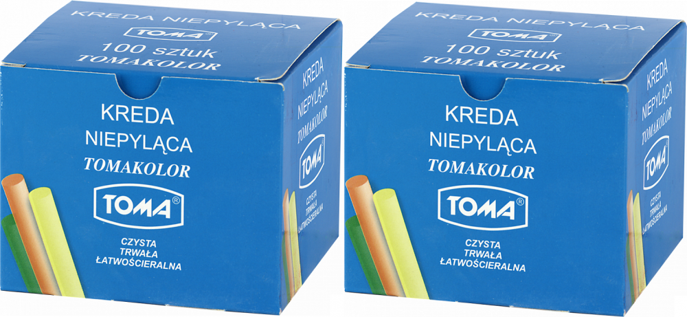 2x kreda szkolna Toma, niepyląca, 100 sztuk, mix kolorów