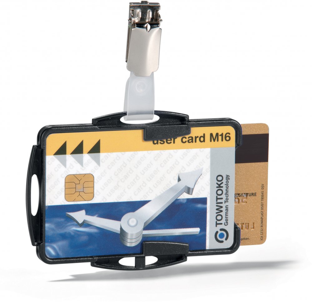 Etui na dwie karty identyfikacyjne Durable, 54x85mm, 25 sztuk, czarny