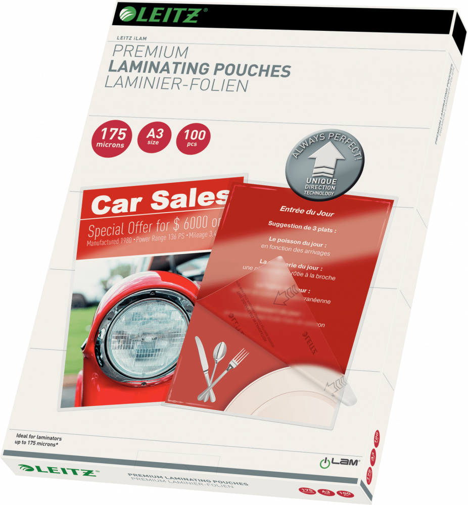Folia do laminowania Leitz, UDT, A3, 175 μm, 100 sztuk
