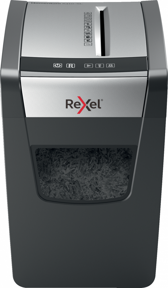 Niszczarka do papieru Rexel Momentum X410-SL Slimline, konfetti 4x28mm, 10 kartek, P-4, czarny