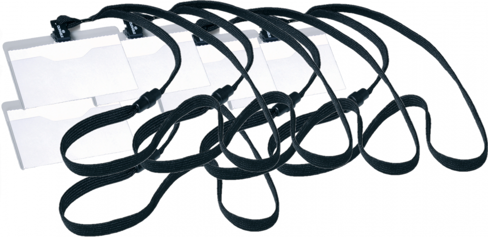 2x Identyfikator Durable, z taśmą, 90x60mm, 10 sztuk, taśma czarna