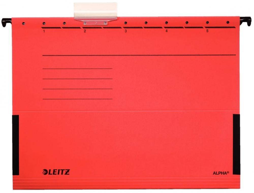 Teczka zawieszkowa kartonowa z rozciągliwymi bokami Leitz Alpha, A4, 348x260mm, 275g/m2, czerwony