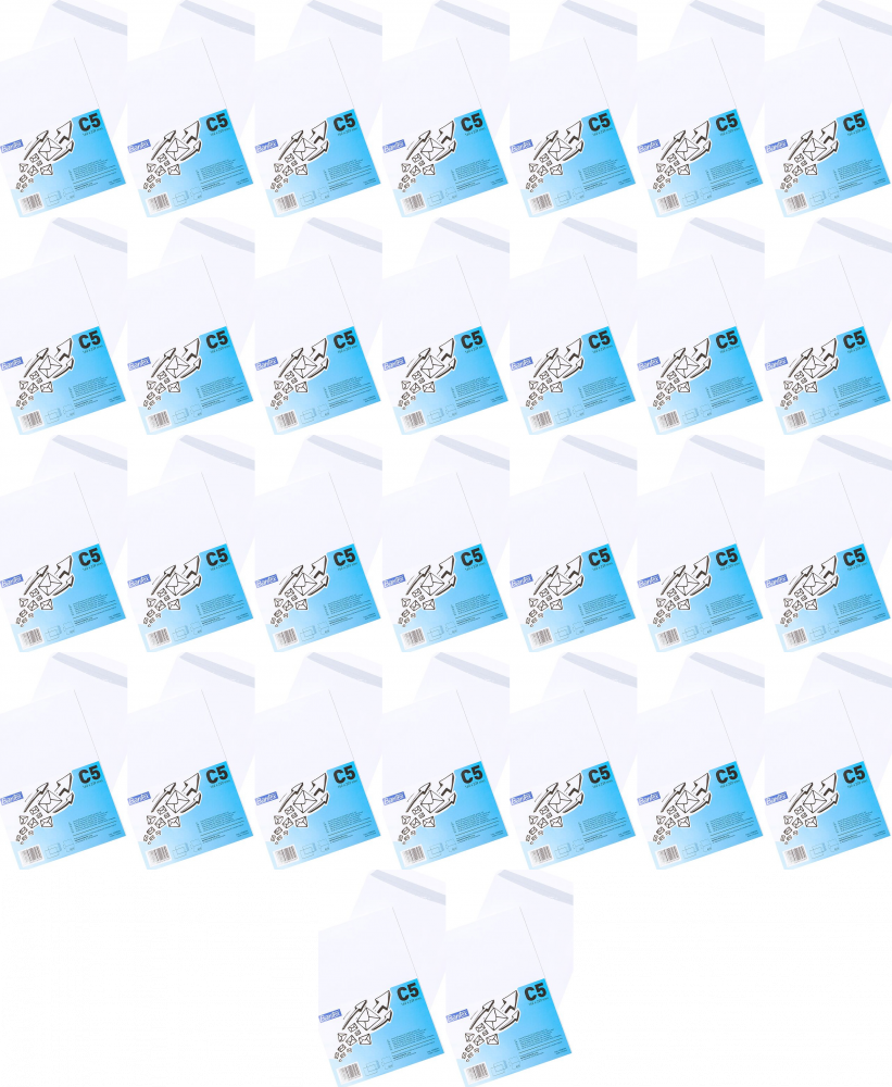 75x Koperta standardowa Bantex, C5, z paskiem HK, 25 sztuk, biały