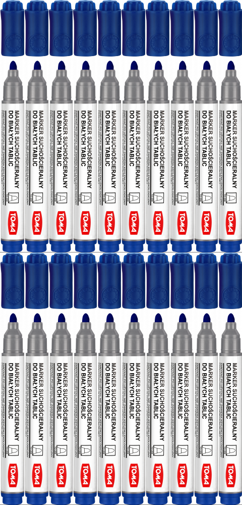 20x Marker suchościeralny Toma TO-266, okrągła, 2mm, niebieski