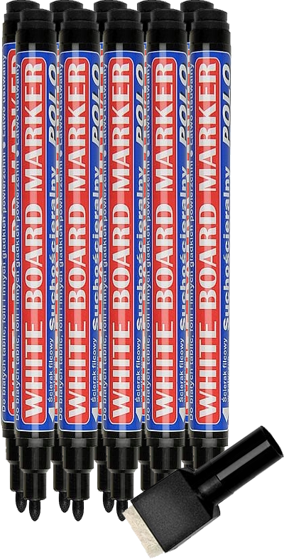 10x marker suchościeralny Kamet Polo, okrągła, 2 mm, czarny