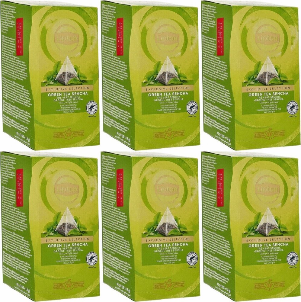 6x Herbata zielona w piramidkach Lipton Piramida Green Tea Sencha, 25 sztuk x 1.8g