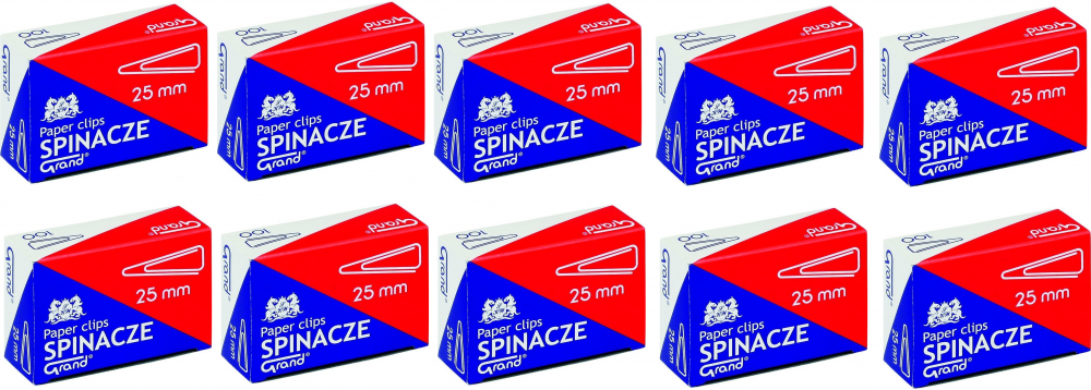 10x spinacze Grand, trójkątne, 25 mm, 100 sztuk, srebrny