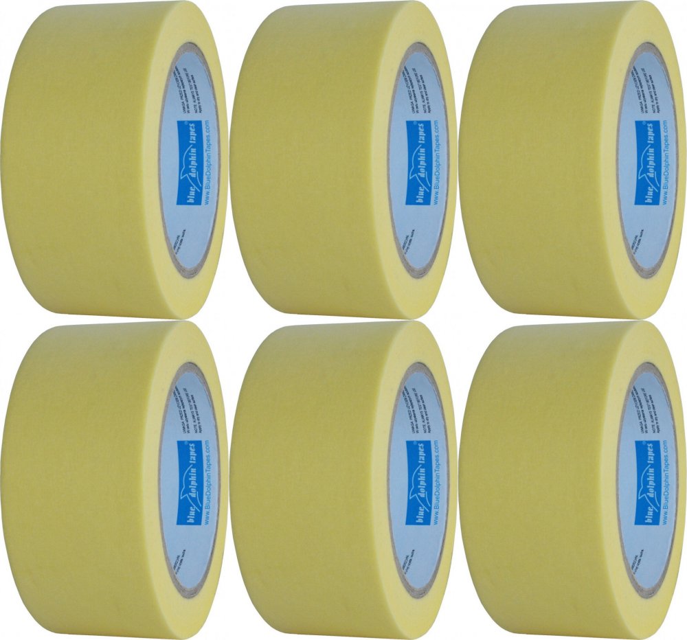 6x Taśma maskująca Blue Dolphin, papierowa, 48mmx50m, żółty