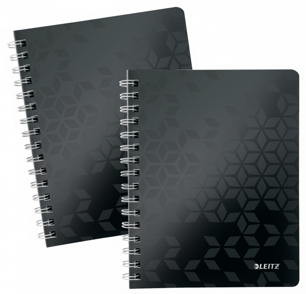 2x Kołonotatnik Leitz Wow, A5, w kratkę, 80 kartek, okładka PP, czarny