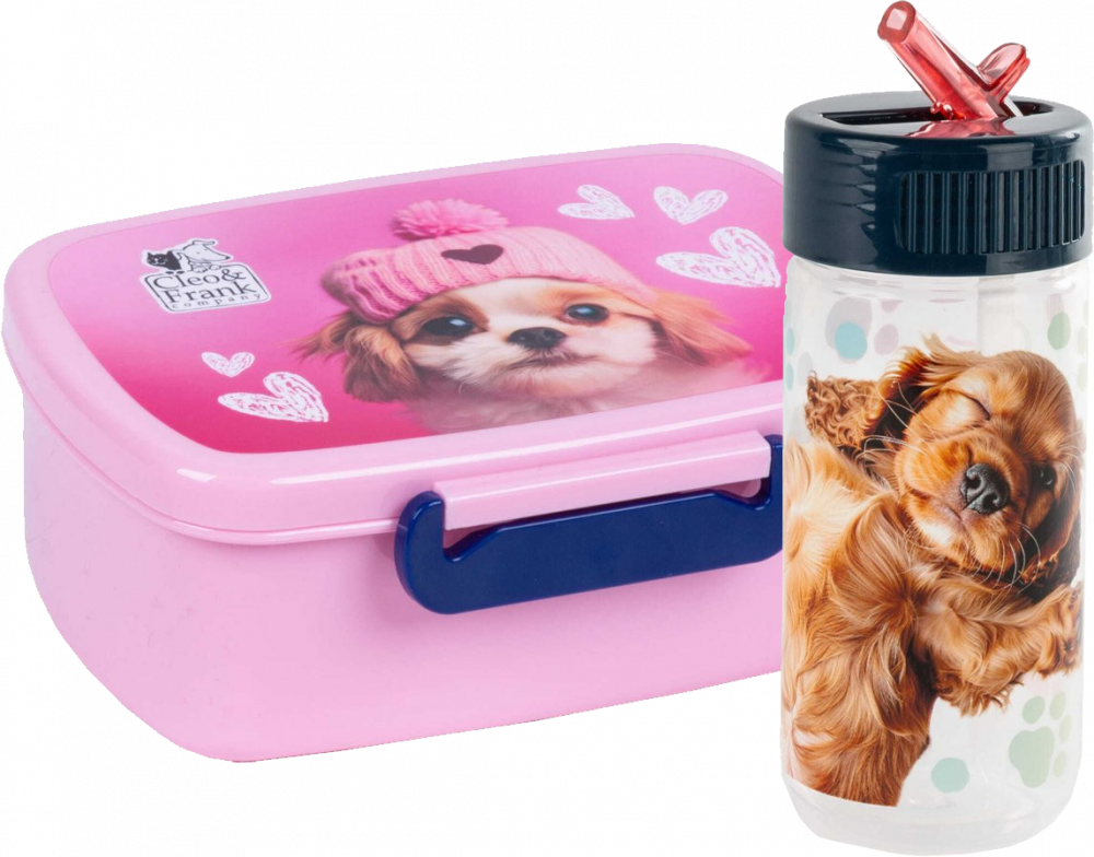 Zestaw: Lunchbox + Bidon na wodę Cleo&Frank 44 (Pies)