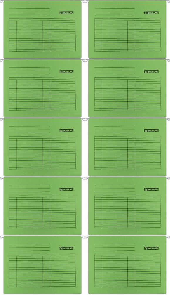 10x Teczka zawieszkowa Donau, A4, 230g/m2, zielony